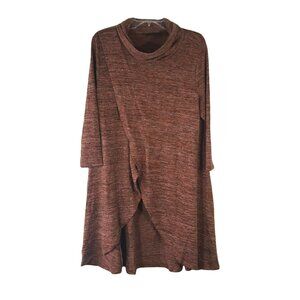 P Luca Milano Women's XL Turtle Neck 3/4 Sleeve V Front Dress Brown Preowned
